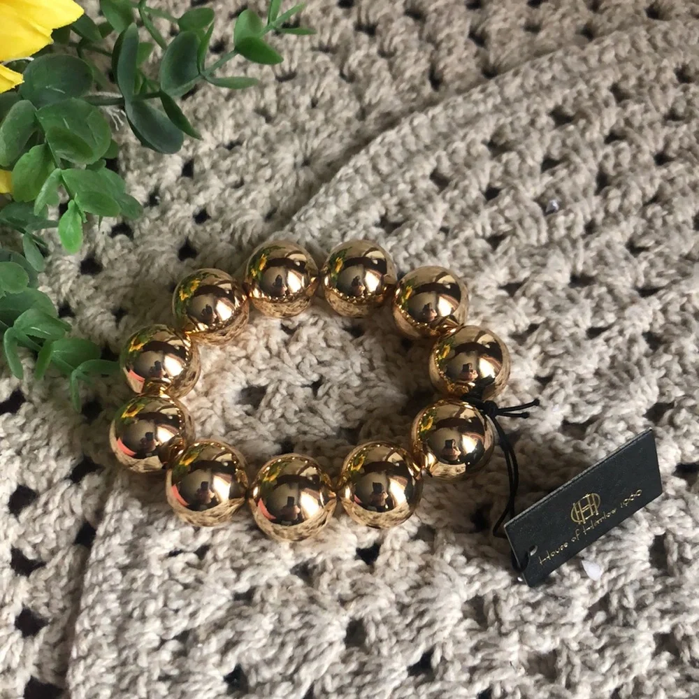 House of Harlow 1960 Gold Beaded Stretch Bracelet